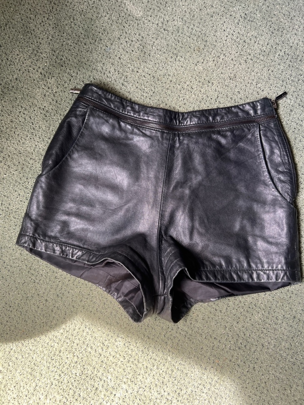 Stella & Jamie Black Leather High-Waist Shorts